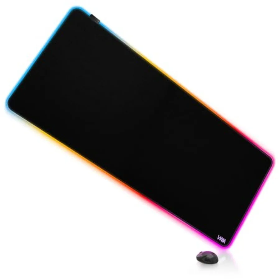 47" 20" RGB Gamg Mouse Pad, L LED Desk Mat with 9 Light-Up Modes, Smooth Surface and Non-Slip Rubber Base for Gaming/Office/Hom