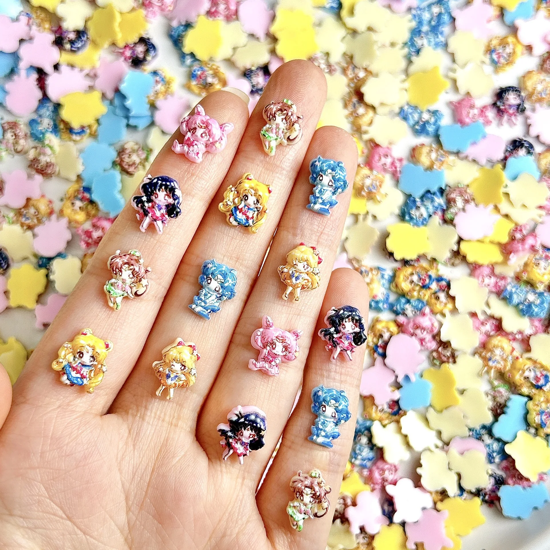 30/100pcs Cartoon for Sailor Moon Nail Accessories Cute Resin Wearing Armor Accessories Cream Gel DIY Accessories ﻿ - view 5