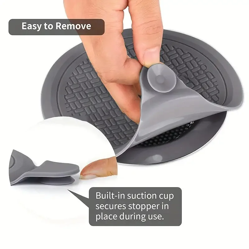 

2Pcs Silicone Bathtub Stopper Plug - Heavy-Duty Anti-Clog Shower Drain Cover With Removable Suction Cup Lid, Bathtub/Shower Drai