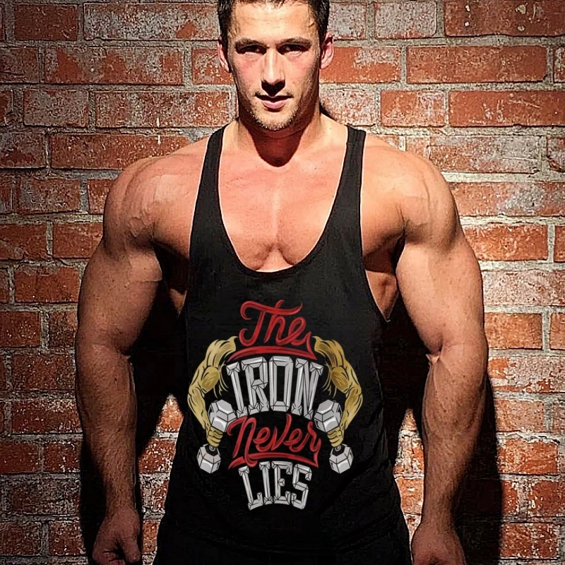 

en's Muscle & Dumbbell Graphic Sleeveless Gym Singlet - Stringer Vest for Fitness Bodybuilding, Sportswear Tank Top Undershirt