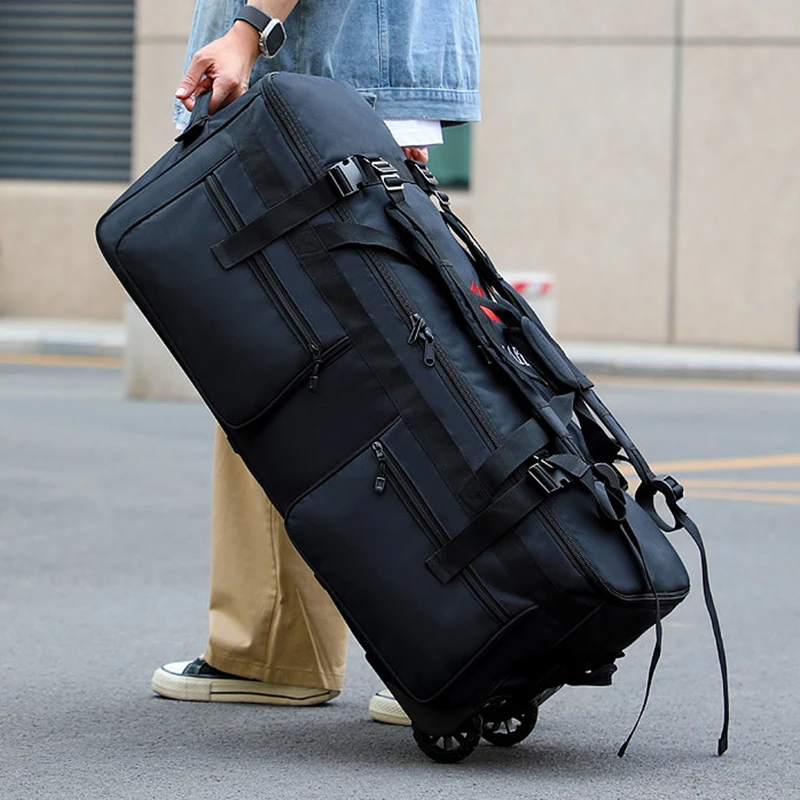 large-travel-backpack-handheld-wheel-bag-outdoor-equipment-cycling-cargo-bag-multi-function-check-in-bag-oxford-cloth-bag