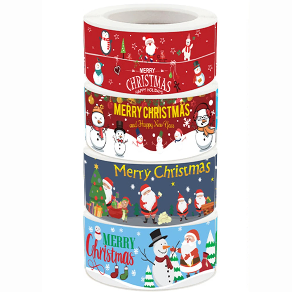 120 adet/rulo Merry Christmas Sticker mühür etiketleri mutlu yeni yıl hediye sızdırmazlık çıkartmalar tatil şeker çanta kutusu dekor çıkartmalar