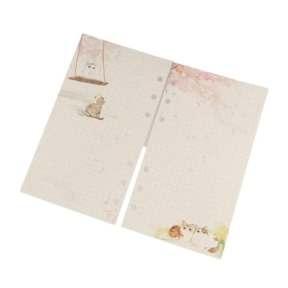 Blank AgendaPages Notebook Refill Line Pages Notebook Binder 80 Sheets Loose Leaf A6 Sakura And Cat Binder Notebook Inner Pages