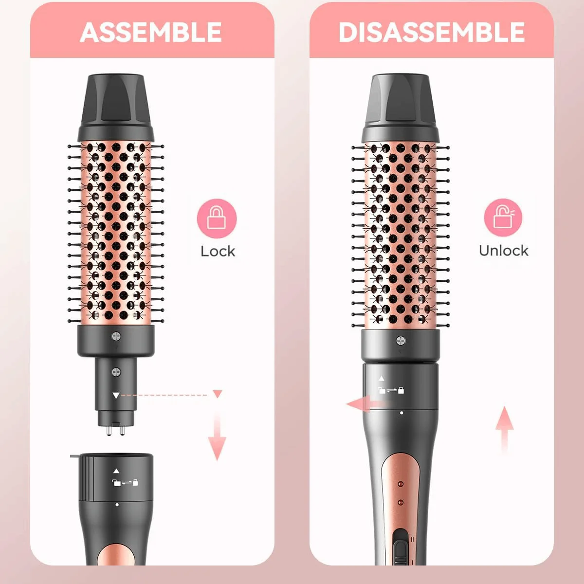 YAWEEN 4-in-1 Curling Iron with Curling Brush, 9-32MM Replaceable Ceramic Barrels, Quick Heat, Suitable for All Hairstyles