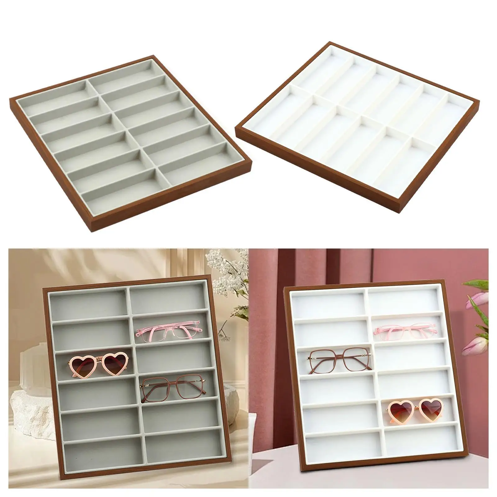 

Glasses Display Box 12 Slots Glasses Storage Box for Travel Tabletop Shop