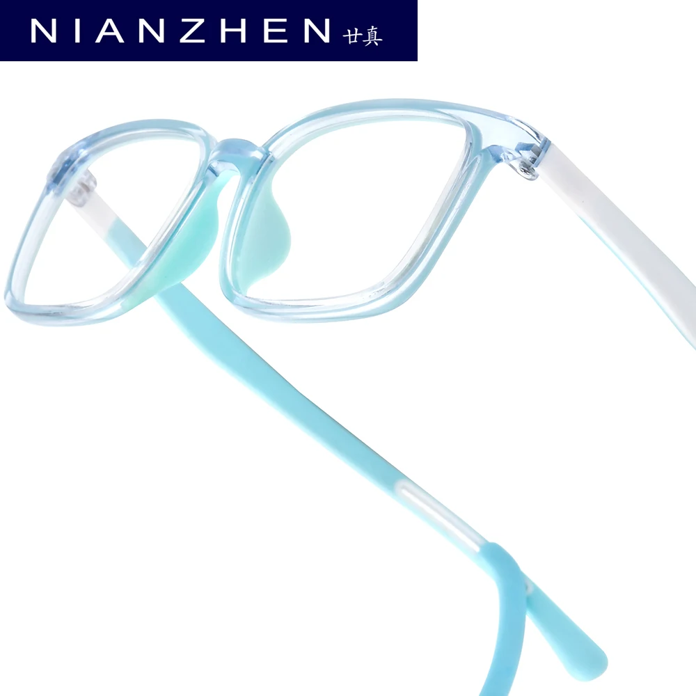 NIANZHEN TR90 Children's Eyeglass Frames Square Glasses Ultralight Adjustable Kids Silicone Eyewear Girls Boys Spectacles 66132