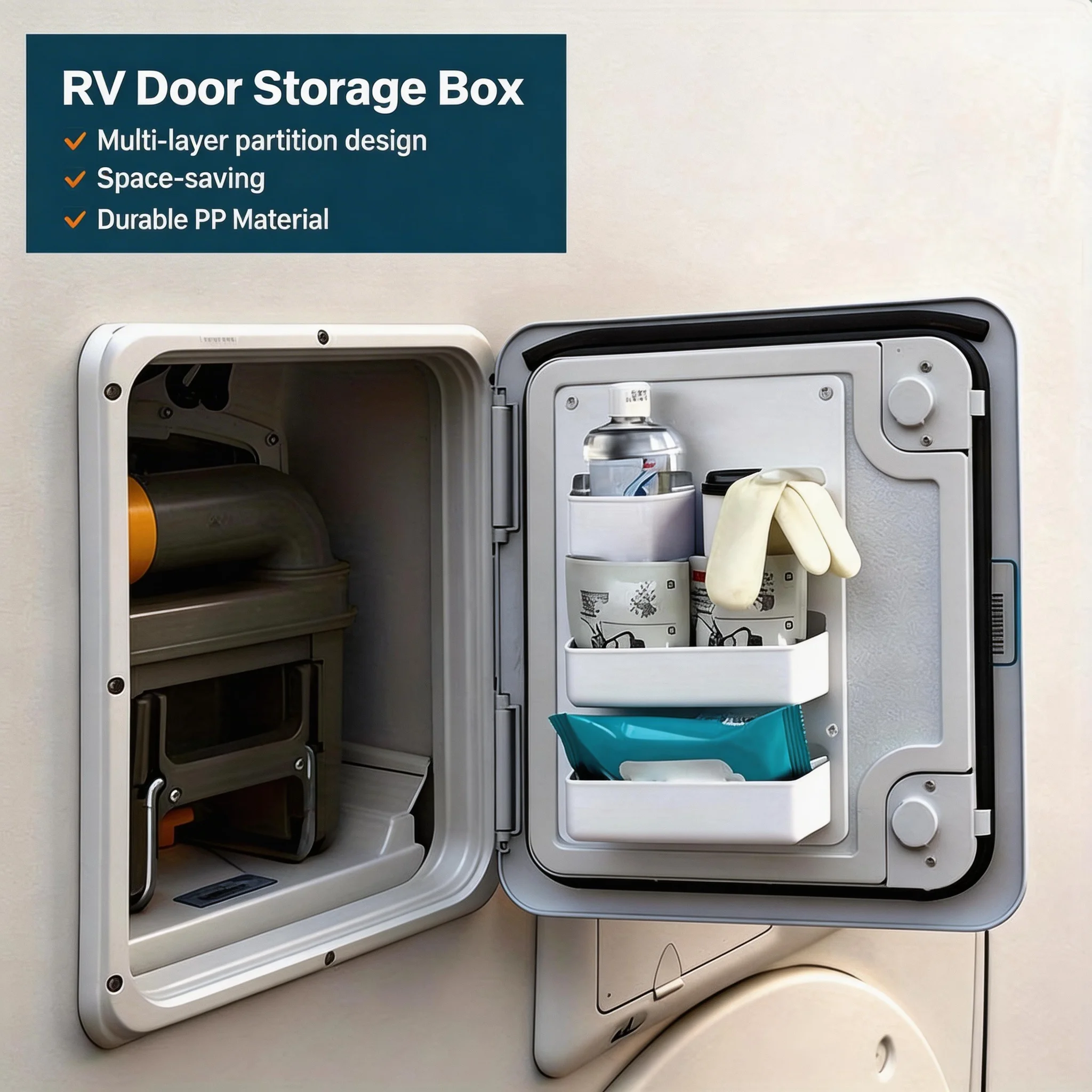 Motorhome Caravan Toilet Compartment Door Storage Pocket Shelf Box Van Camper Organizer Wear Resistant Car Accessories