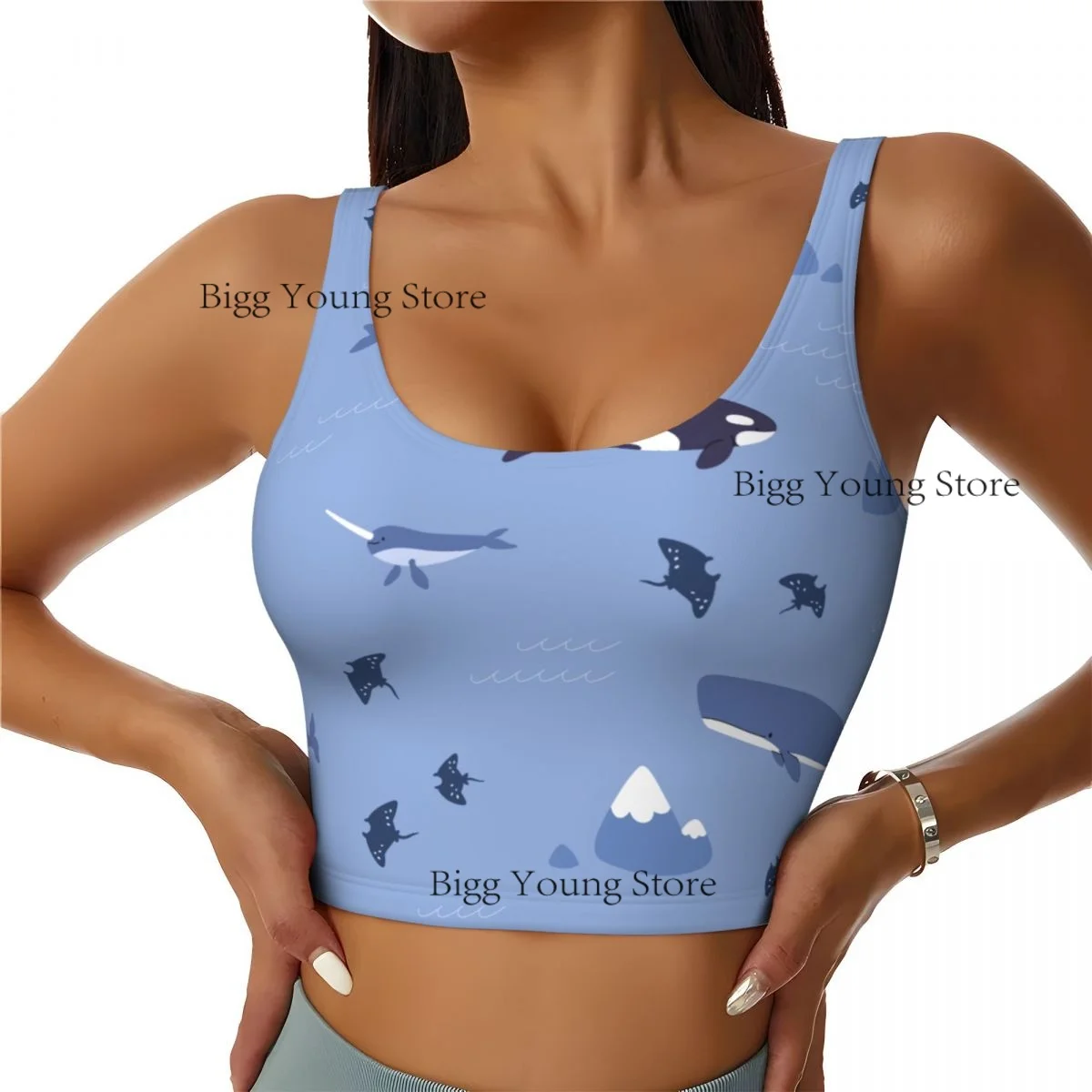 

Yoga Vest Women Gym Sports Crop Tops Animals World Map Streetwear Workout Breathable Tank Top Female