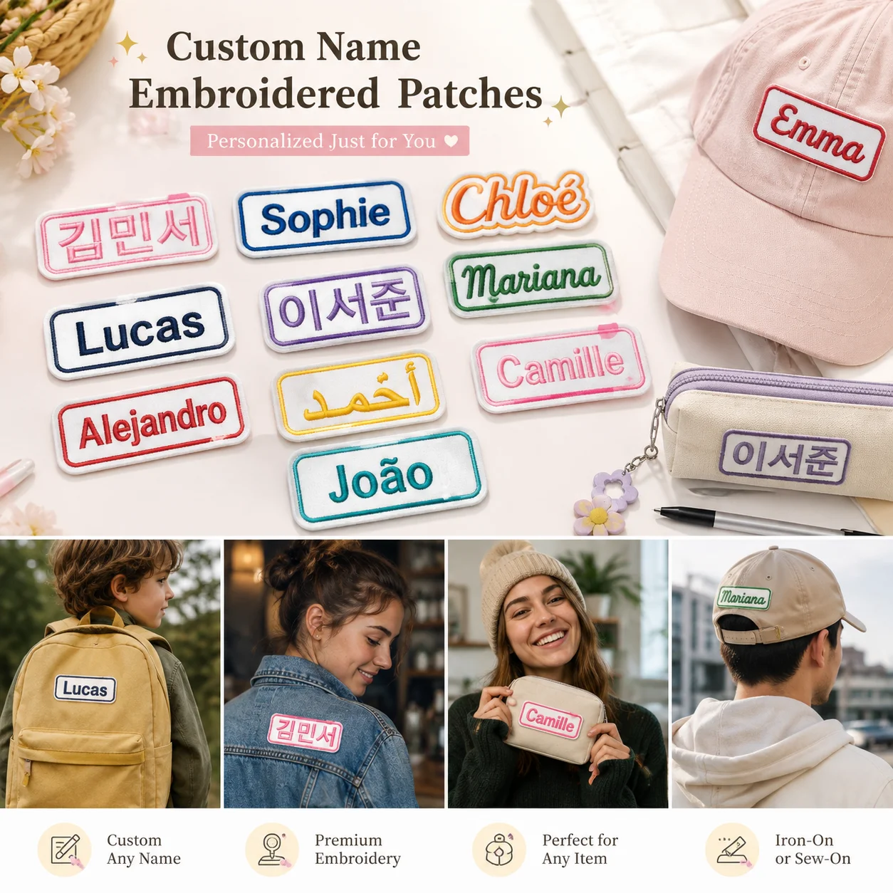 Custom Colorful Name Patches E - Embroidery Job 评论和价格