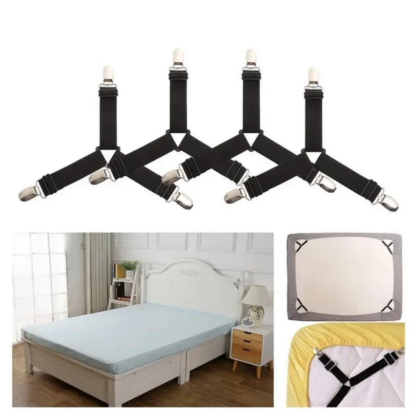 4Pcs/Set Adjustable Bed Sheet Grippers Belt Fastener Bed Sheet Clips Mattress Cover Blankets Quilt Holder Organize Gadgets