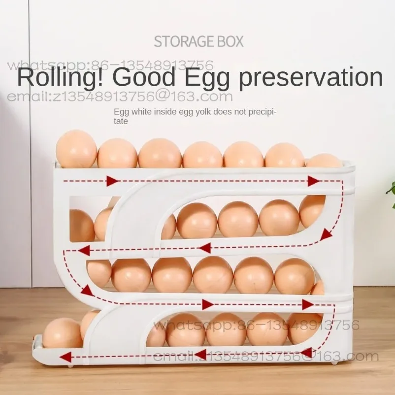 3 Layer / 4 Layer Automatic Egg Roller New Household Kitchen Dedicated Egg Roller Rack Space Saving Large Capacity Egg Organiser
