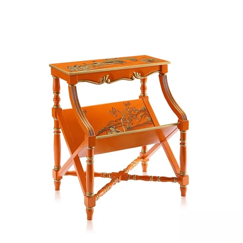 

European solid wood bookshelf French Chinese style hand-painted Ming and Qing Dynasty figure drawing gold foil magazine rack