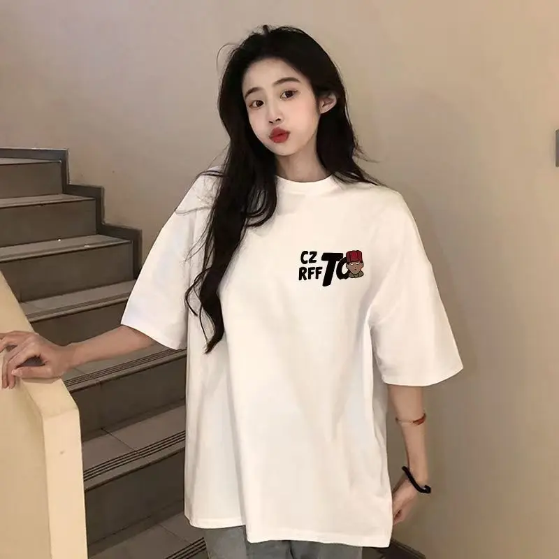 

Short Sleeve T-Shirts Womens Gothic Aesthetic Streetwear Tops Comfortable Loose Fit Summer Breathable Daily Feminine Trend Wear