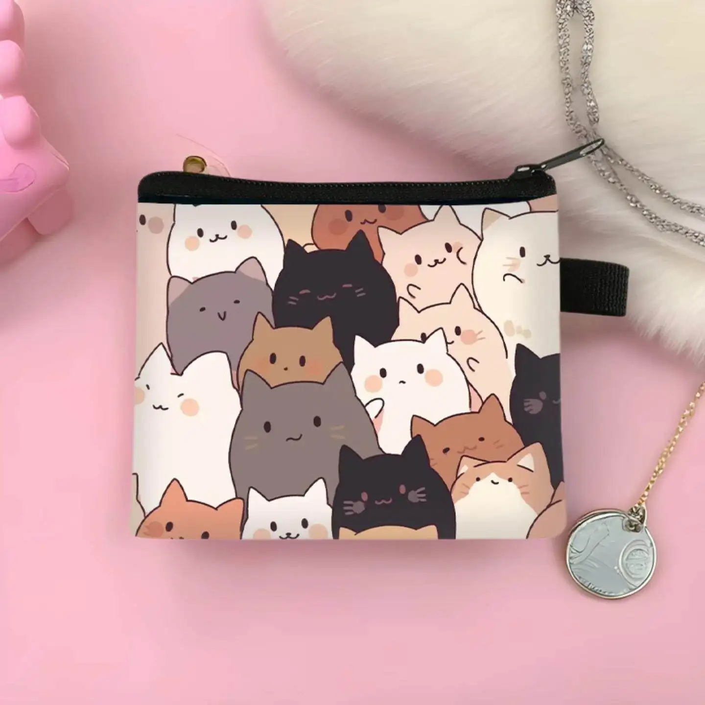 2026 New Cute Cat Coin Purse Student Children's High-value Card Bag Cartoon Convenient Bag Women's Wallet Men Card Wallet