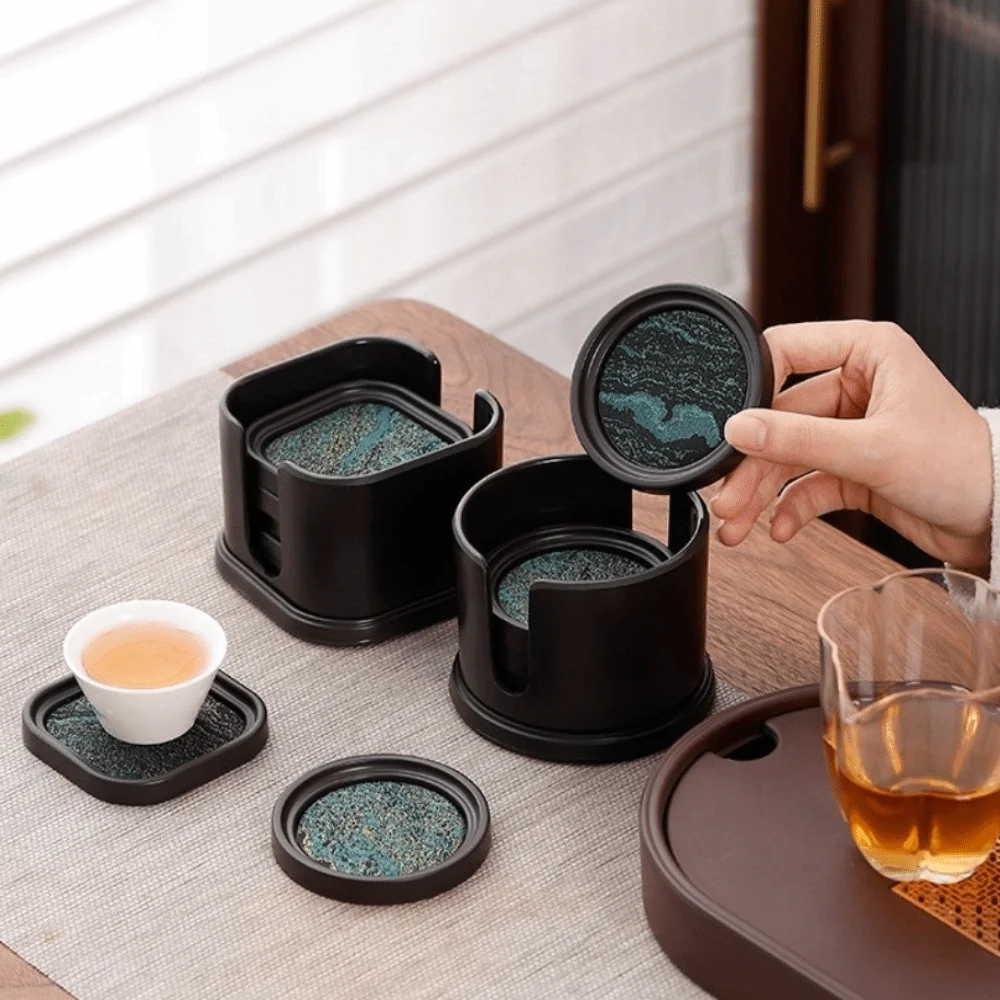 

Anti-scalding Cloth Coaster Set Chinese Style Quick-dry Heat Insulation Mat Elegant Lightweight Tea Cup Holder Chinese Culture