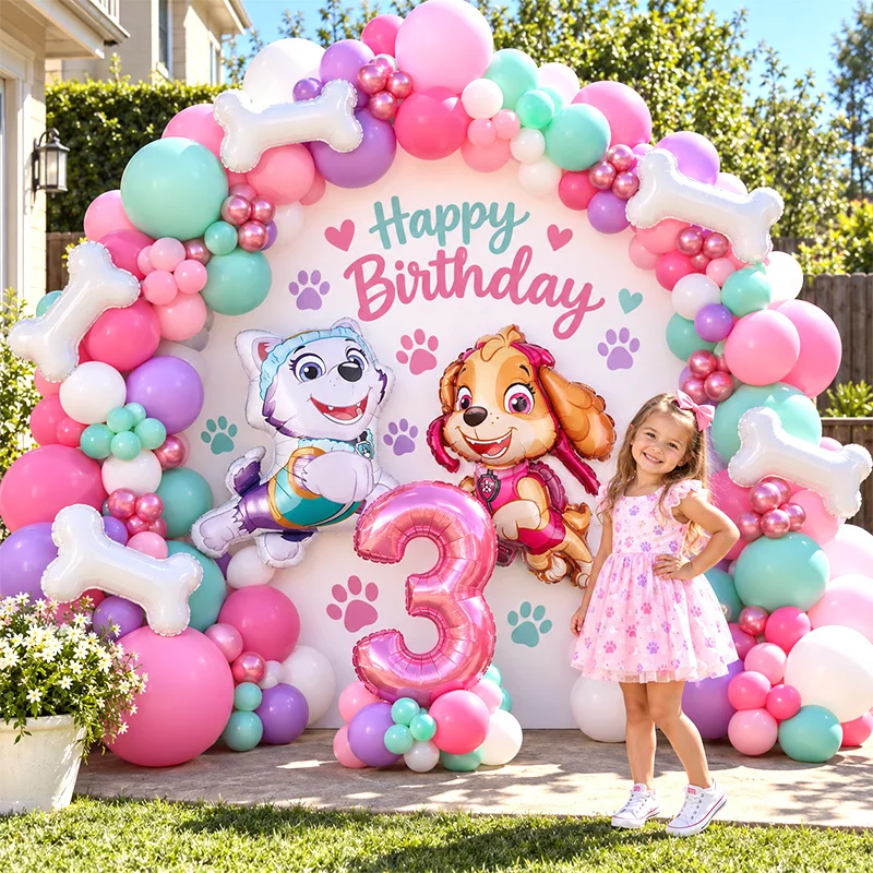 Kit d'arche de ballons en aluminium et ballons en latex PAW Patrol, ballons numérotés, Cinnamoroll, pour anniversaire, baby shower, décoration de fête, cadeaux et jouets