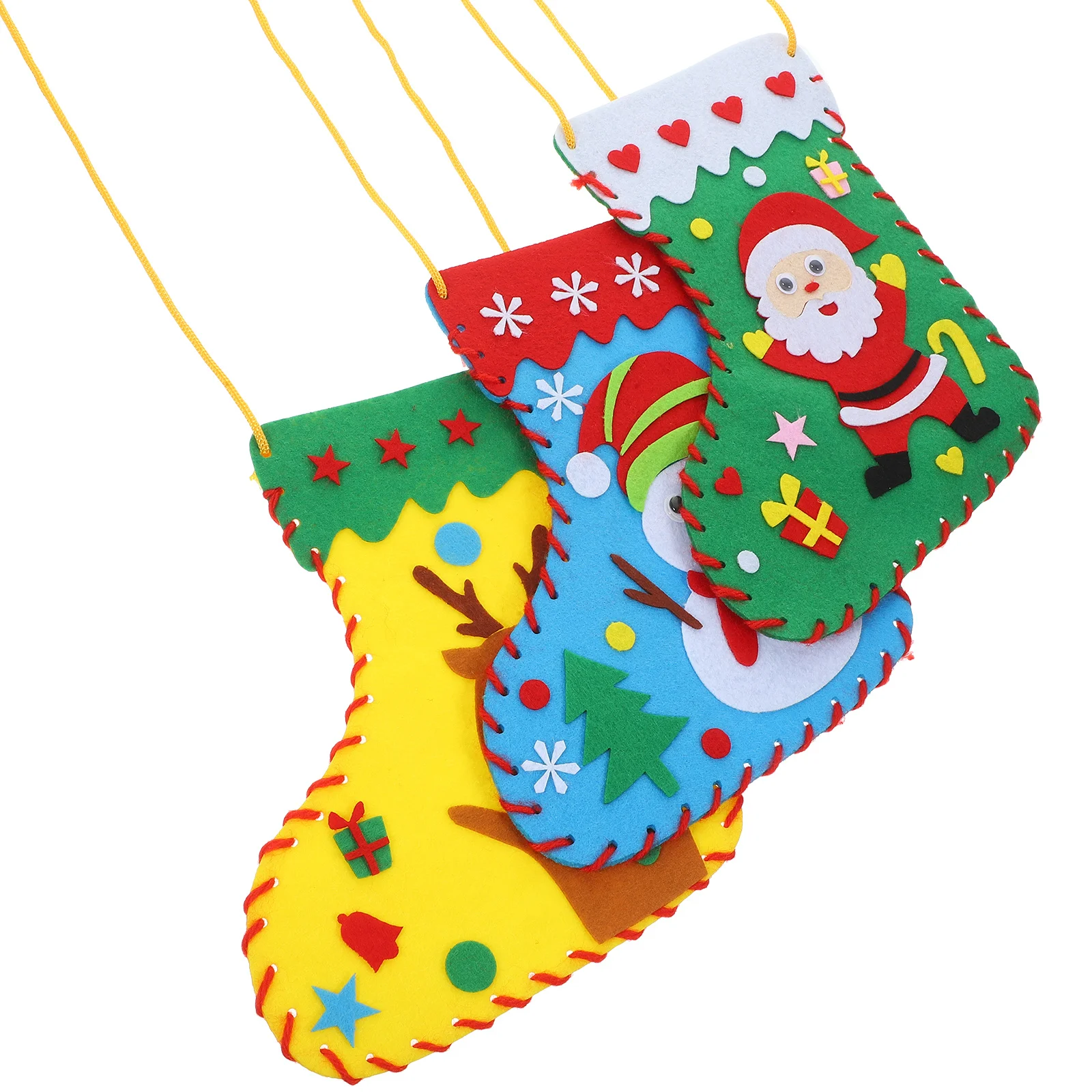 3Pcs Christmas Stocking Making Kit Creative Non-Woven Xmas Sock DIY Handmade Materials for Christmas Stocking Making Kit