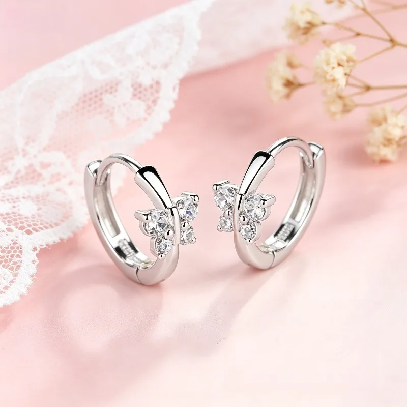 Butterfly Zirconia Hoop Earrings Women's Fashion and Exquisite Jewelry Accessories Earrings Jewelry Gift Earrings