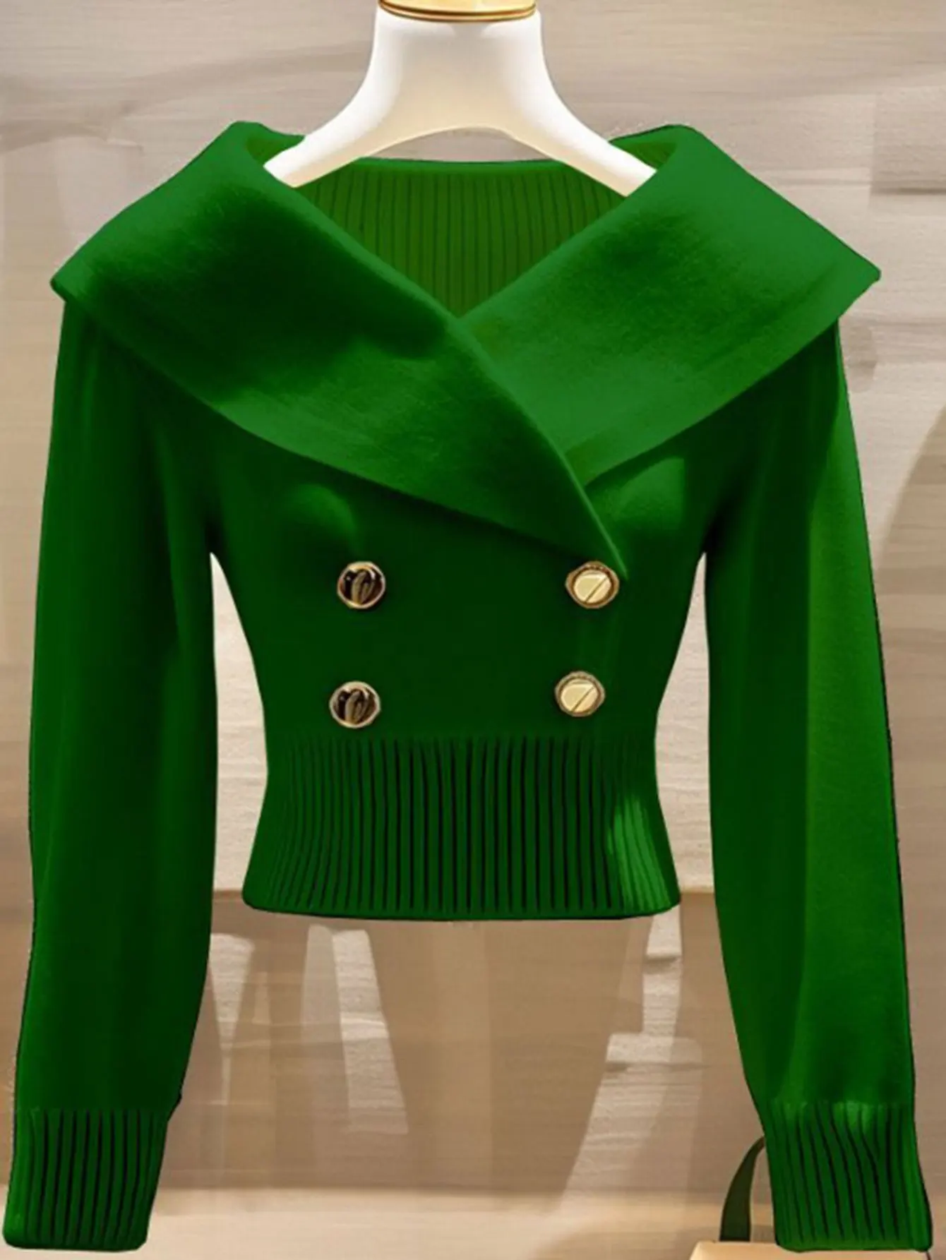 

Свитер с длинными рукавами и круглым вырезом в деловом стиле, облегающий дизайн, прямые рукава-трубы, украшение не требуется