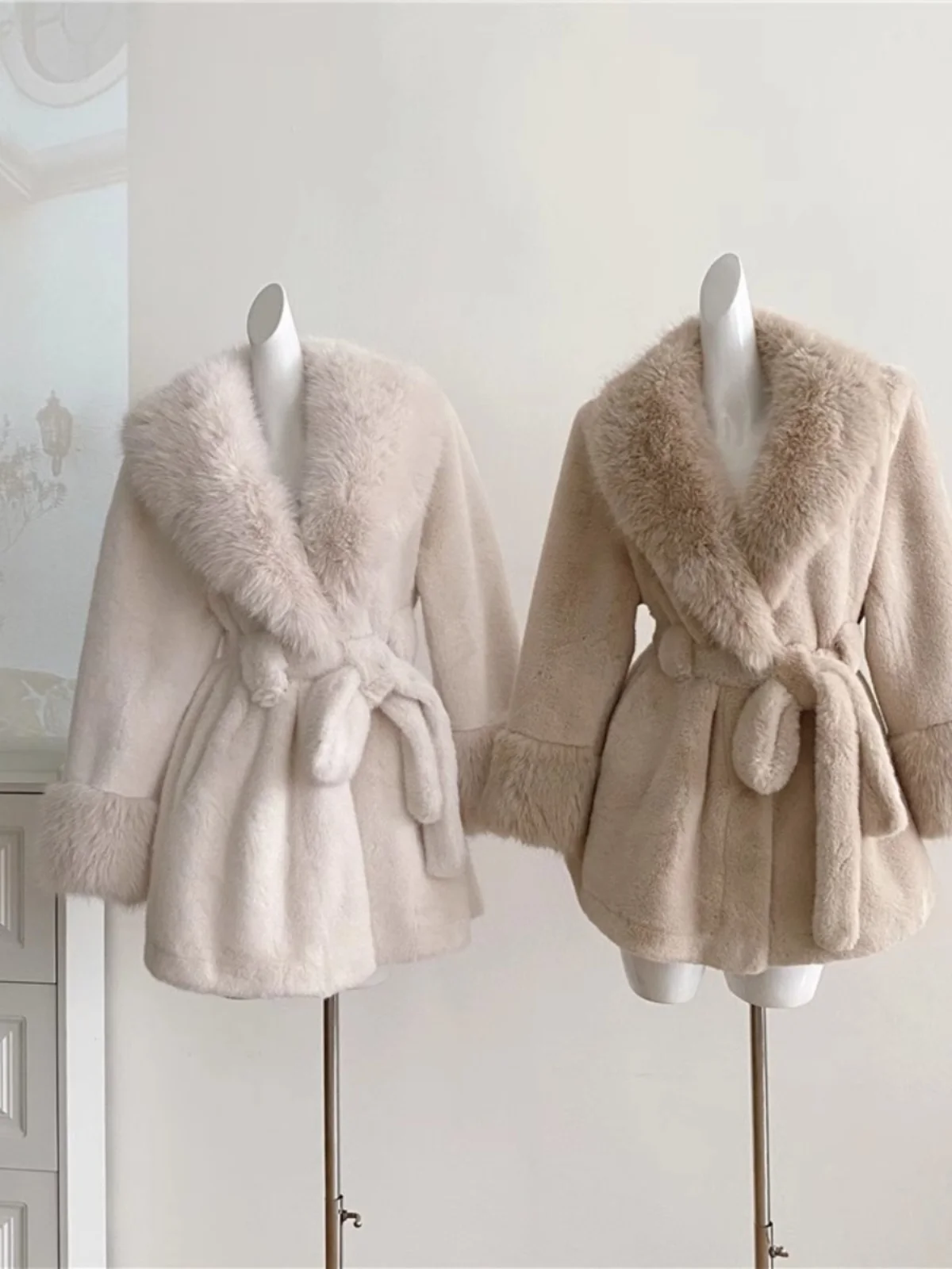 韓国スタイル肥厚暖かさ毛皮の襟アウター秋冬女性ボディ鳴る毛皮のコートエレガントな女性痩身効果