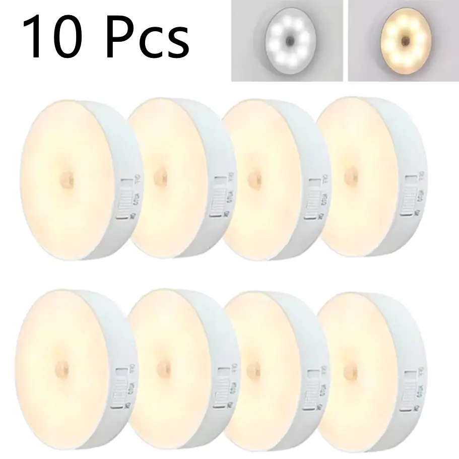 Led indução do corpo humano luz noturna carregamento usb sensor inteligente lâmpada de cabeceira quarto casa iluminação do corredor 8 leds mini lâmpada parede