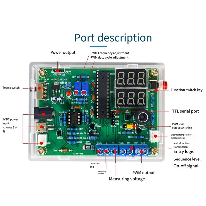 

ABRW-Multi-Function Meter DIY Soldering Kit Voltage Current Temperature Measurement PWM Signal Generator Loose Part TJ-56-693