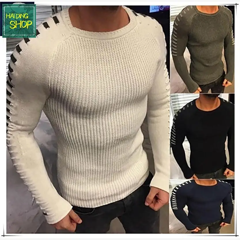 الرجال سليم صالح طويل Sve جولة Ne سترة الخريف الشتاء عارضة محبوك أعلى Faionable اللون بلو الشتاء سترة