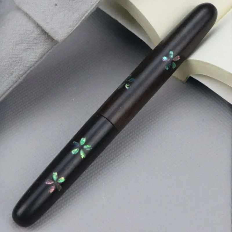 BALAOYE Ebony Five-star Solid Wood Fountain Pen Import Fine F 0.5mm Nib Business Writing High-grade Collection Black Ink Pen