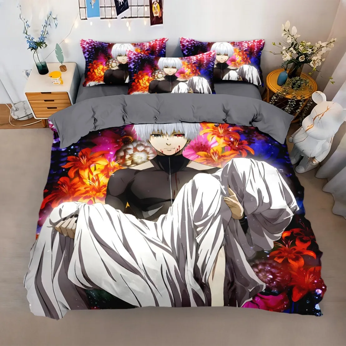 

Ghoul Bedding Set,Tokio Hotel band printed Bedding Sets,D Print Anime Tokyo Ghoul Duvet Cover Bed Set Quilt Cover Pillowcase