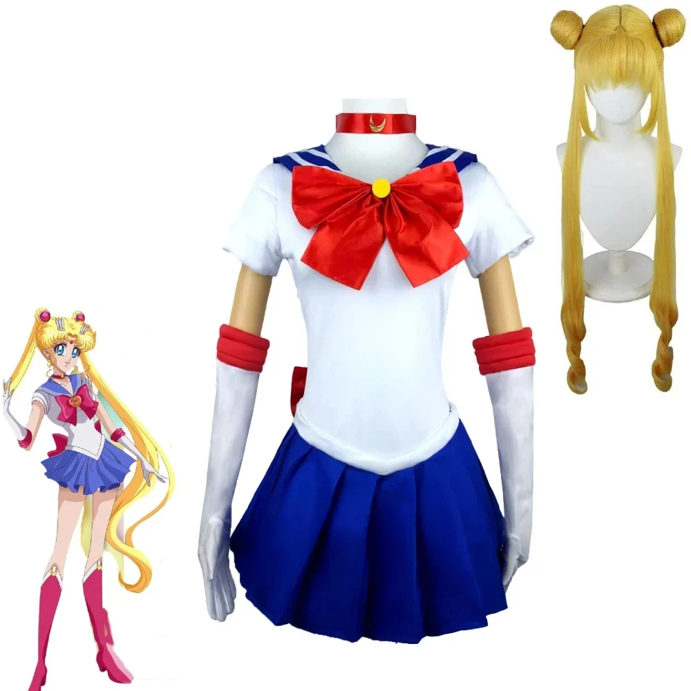

Anime Sailor Moon Cosplay Dress Bow Socks Tsukino Usagi Sailor Moon Halloween Carnival Cosplay SetAnime Stage Performance Outfit