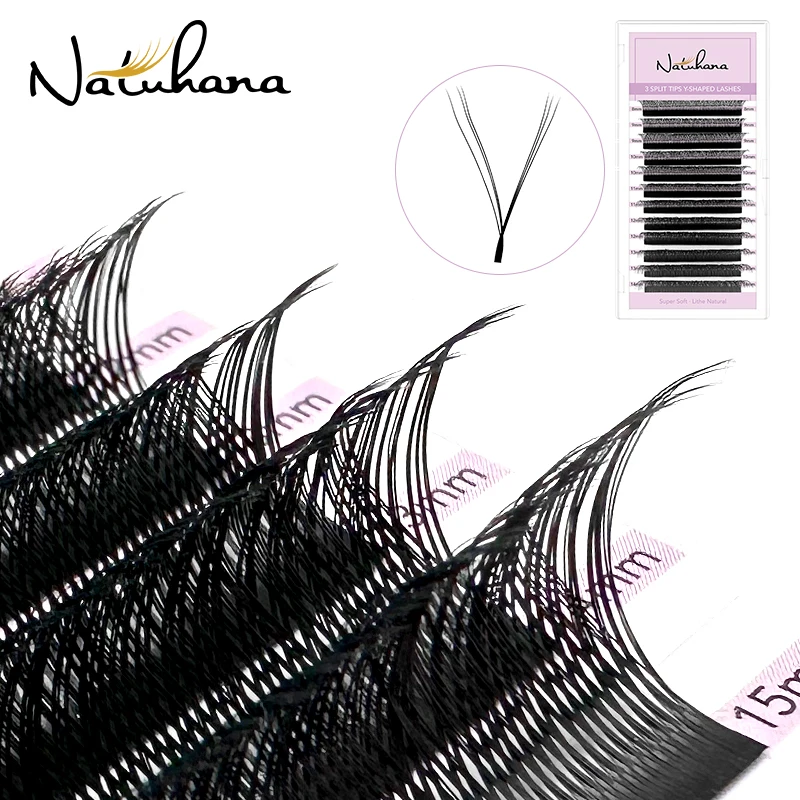 NATUHANA YY Shape Eyelash Extensions C/D Curl Black Colourful Y Lashes Premade Volume Fans Individual  Eyelashes Makeup