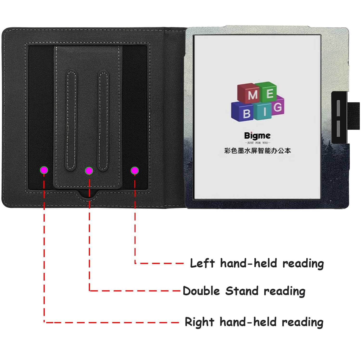 GAUGGER Double Stand Case for Bigme B751C Color / Bigme B751 e-Reader Cover with Auto Sleep&Wake/Double Hand Strap