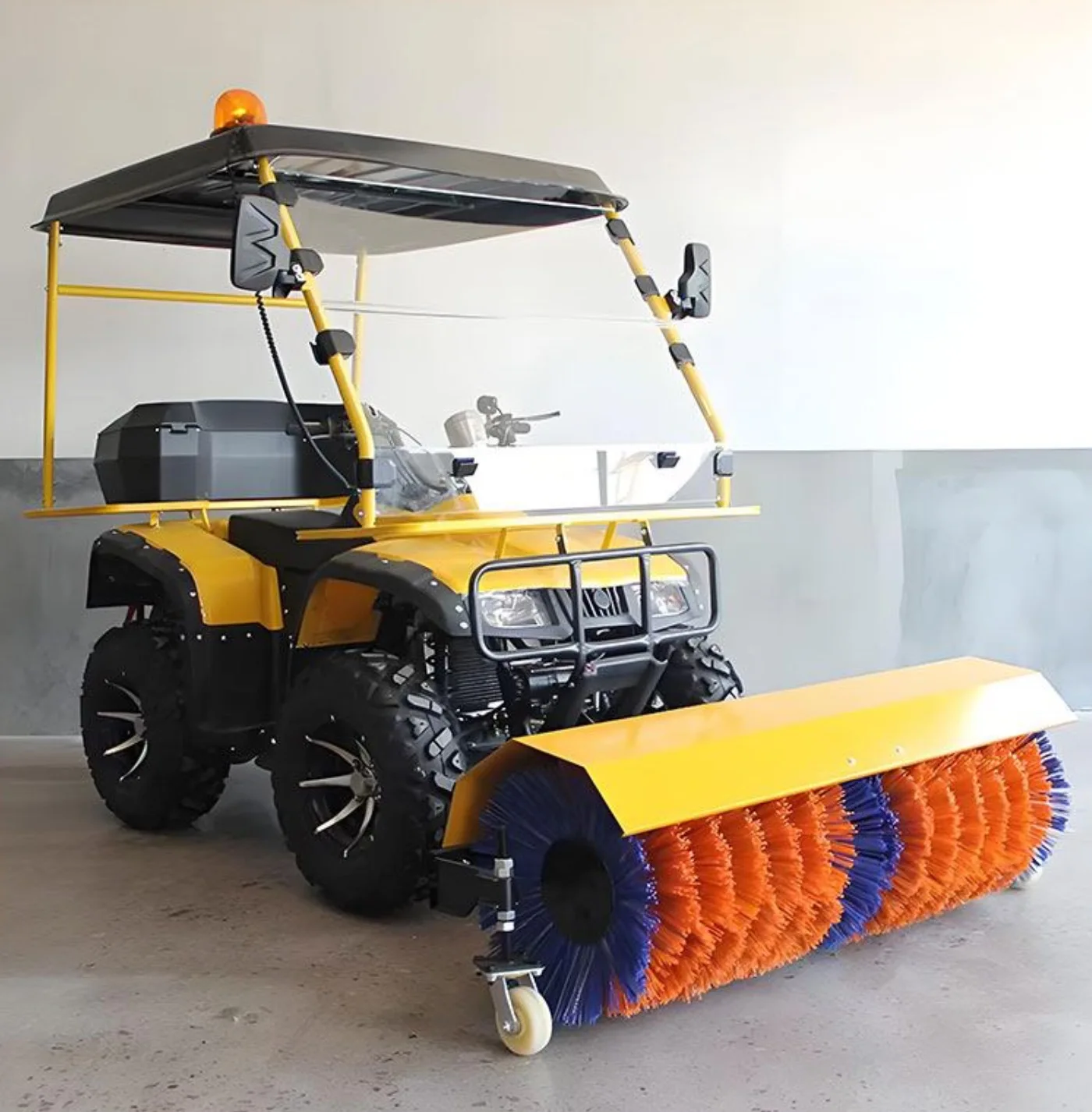 Multifunctional UTV Snow Plow and Sweeper with Windshield, 4x4 Utility Vehicle for Fast Winter Driveway Clear