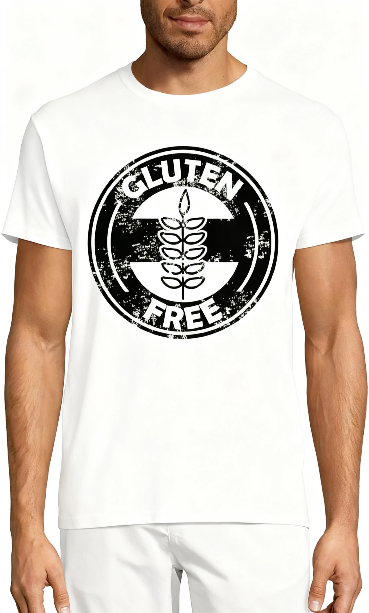 تي شيرت جرافيك عتيق خالي من الغلوتين تي شيرت مضحك لنمط الحياة المشهور للصحة للرجال والنساء 100% قطن برقبة دائرية وأكمام قصيرة تي شيرت