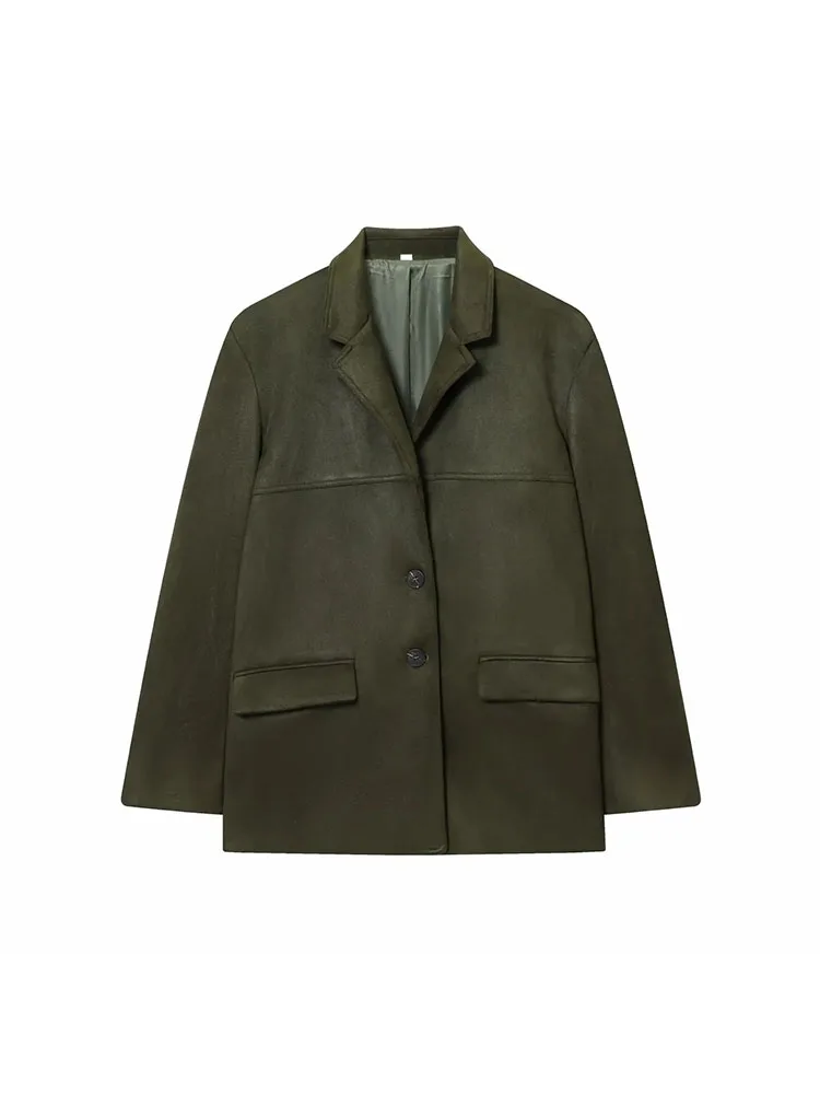 

Женский осенне-зимний новый замшевый костюм, пальто, однобортные пиджаки, повседневное пальто, женская свободная верхняя одежда, уличная одежда