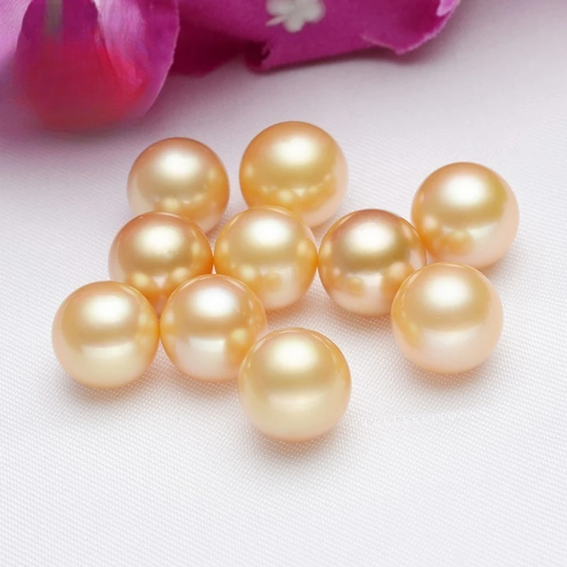 

Natural Round Gold Bead Bare Bead 5pcs 5-6mm Loose Bead DIY Ring Pendant Jewelry