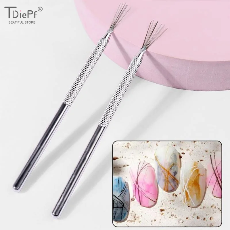 1/2 قطعة المهنية 7Pin شريط مسمار الفن بطانة فرشاة ثلاثية الأبعاد تلميح رقيقة جدا خط رسم القلم UV فرشاة جل مانيكير مسمار اللوحة أداة