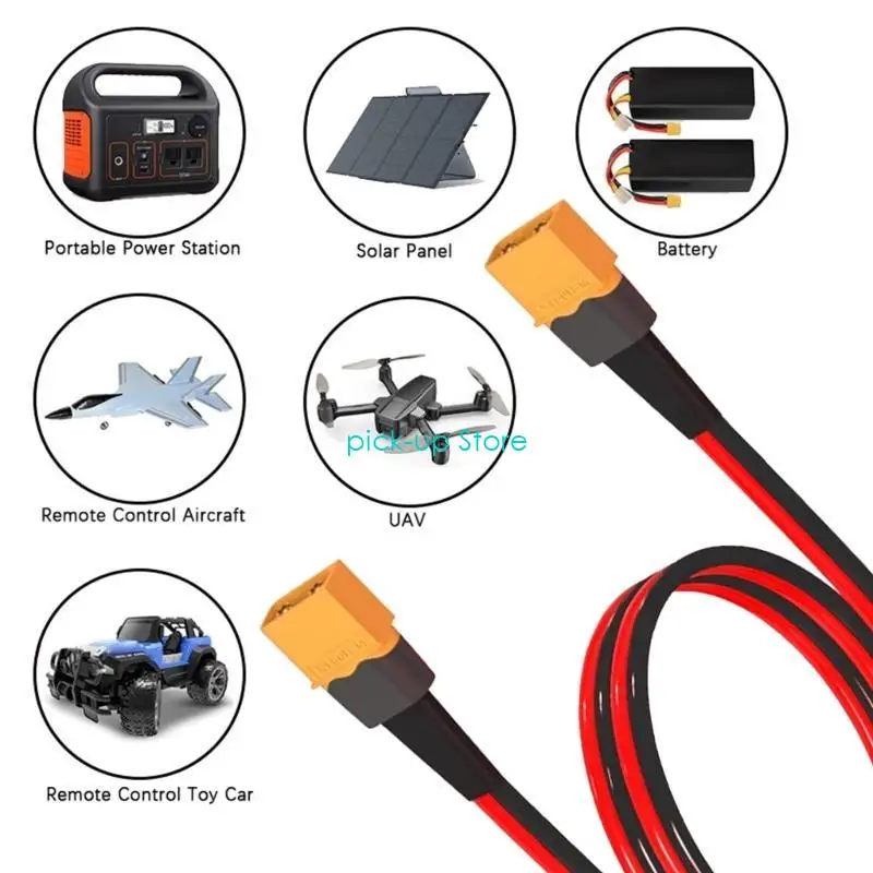 

Q5WA 12AWG XT60 Male to Male Extension Cable Energy Storage Cord for Battery Solar Generator Mobile Power Station