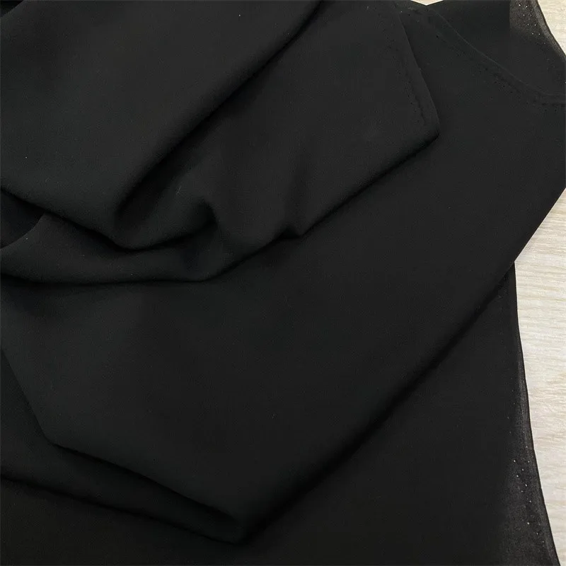 

Mulberry Silk Old Materials Heavy Crepe Georgette 114 Width 19-20 M Black Fabric