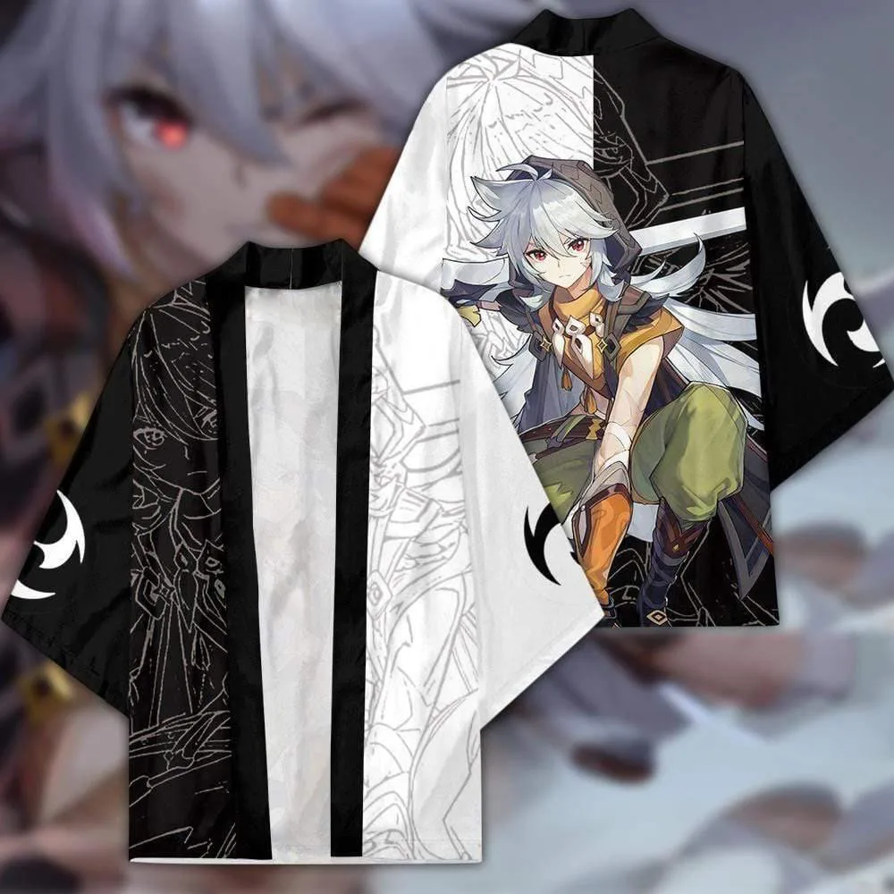 

Game Genshin Impact Anime Morax Zhong Li Cosplay Kimono Adult Print Haori Yukata Halloween Party Shirts Streetwear Tops Cloak