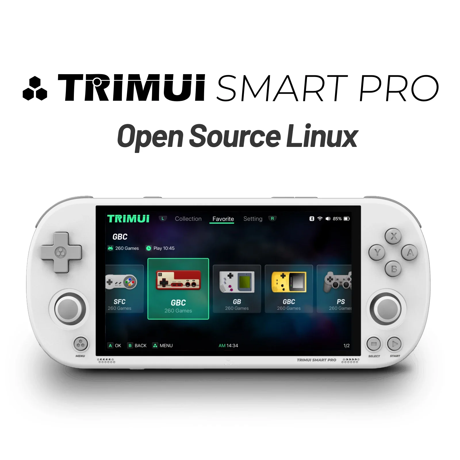 Trimui Smart Pro ريترو وحدة تحكم ألعاب فيديو محمولة 4.96 بوصة IPS شاشة نظام لينكس المحمولة محاكي وحدات التحكم مشغل ألعاب الجيب