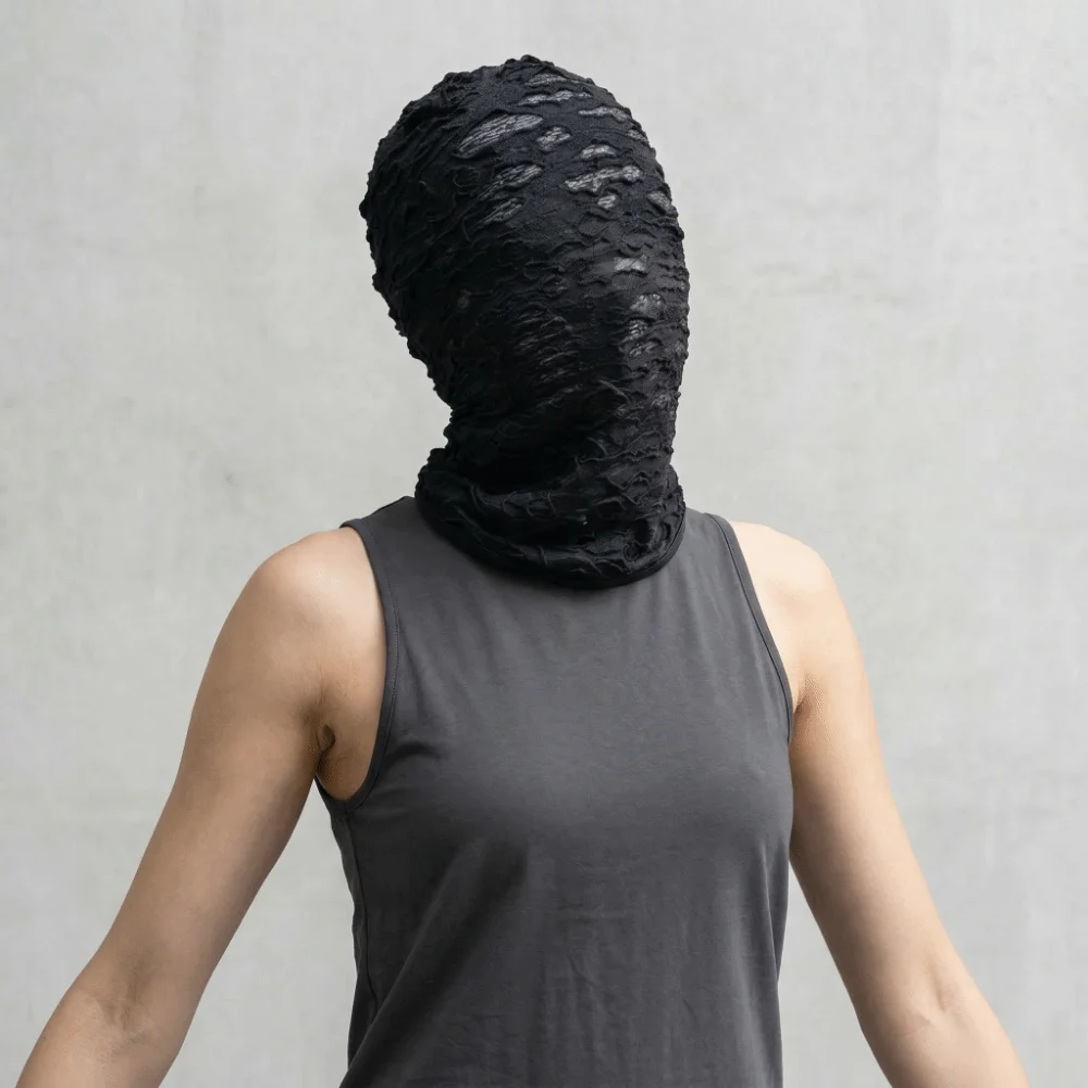 Black Color Balaclava Cap No Hole Design Breathable Fabric Full Ski Mask UV Protection Thin Material Head Cover Hat