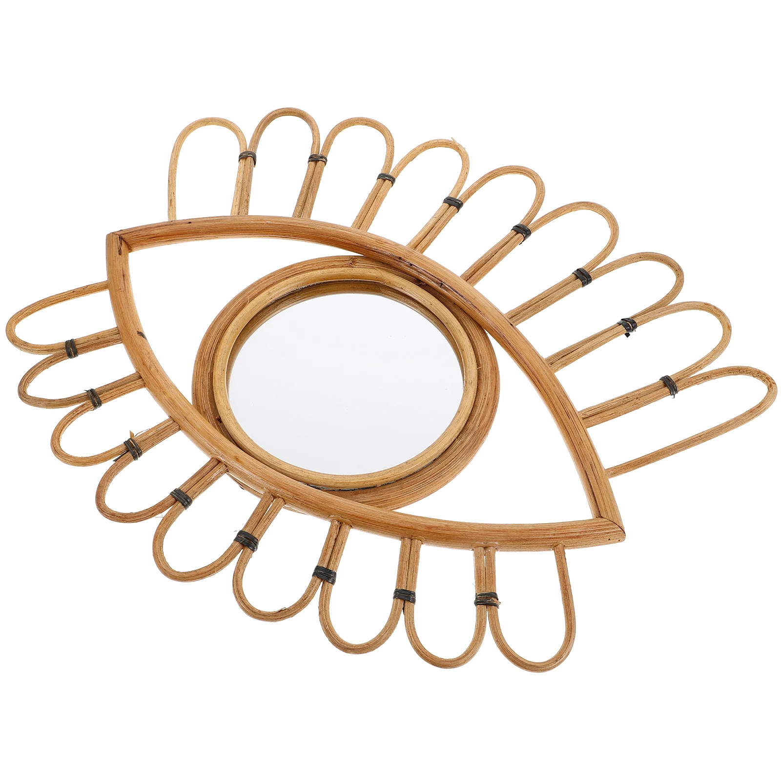 

Rattan Wall Mirror Boho Decorative Vanity Handwoven Eye Shape Design for Bedroom Entryway Indoor Use Mirror Dining Room Decor