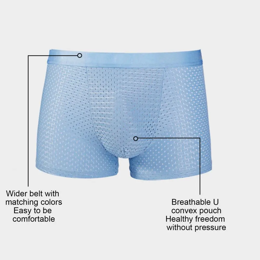 Boxer Men's Underwear Man Boxers 3A Antibacterial Underpants Ice Silk Mesh Men BoxerShorts Sexy Breathable Graphene Male Pantie