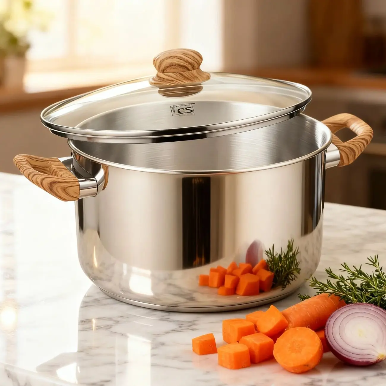 

MICHELANGELO 4/6 Qt Stainless Steel Pot with Visible Lid, Steel Soup Pots with Heat-Resistant Handle, Dishwasher Safe