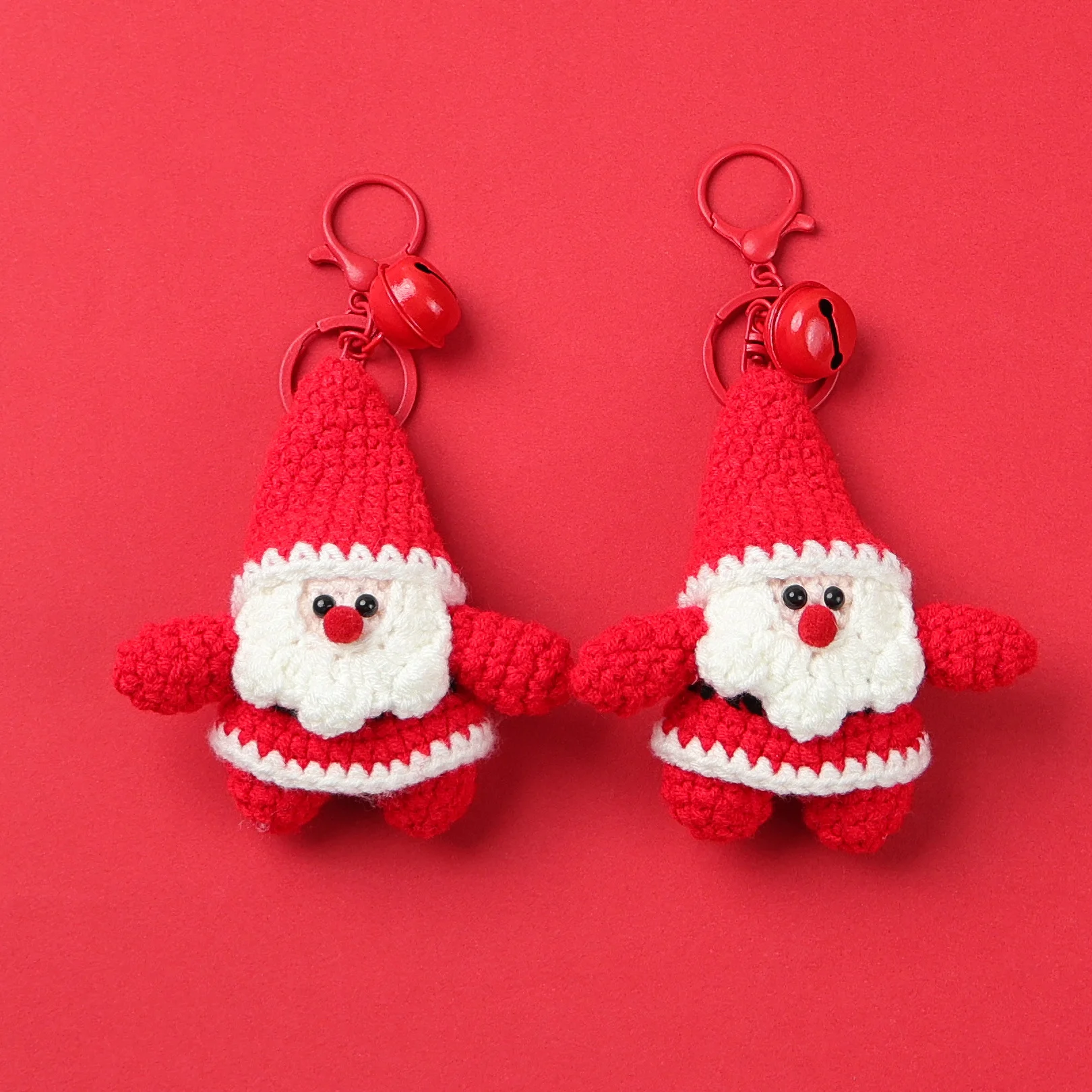 Finished handmade DIY crocheted Santa Claus keychain cute creative doll doll bag hanging jewelry Christmas decorations