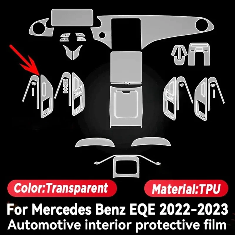 For Merceds Benz EQE 2022 2023 Car Door Center Console Media Dashboard Navigation TPU Anti-scratch Protector Film Car Interior