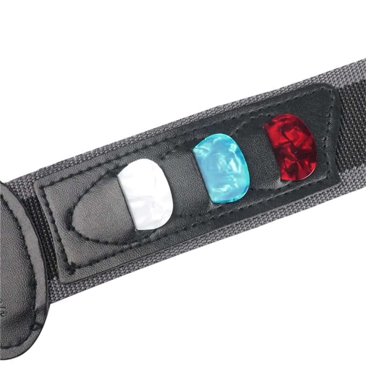 Miwayer PU Leather Guitar Strap, Adjustable Shoulder Strap w/ 3 Guitar Picks Storage Bag Holder for Electric Bass & Acoustic view 2