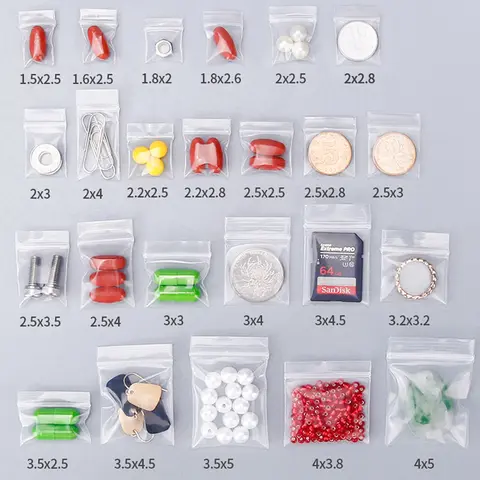 Mini Zip Lock Bags, Plastic Packaging Bags, Small Plastic Zipper Bag, Ziplock Pill Packaging Pouches, More Size, 100Pcs