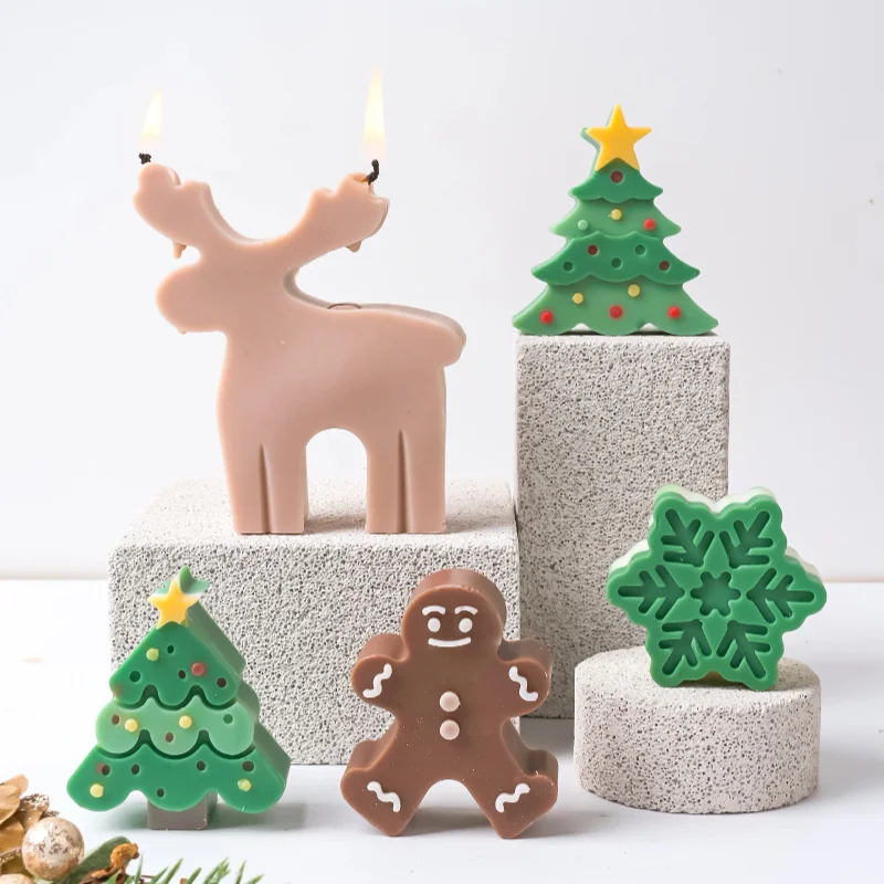 ضروري لشجرة عيد الميلاد ثلج سيليكون قالب شمع DIY الإبداعية اليدوية الصابون الأيائل الراتنج هدايا العيد ديكور المنزل سطح المكتب